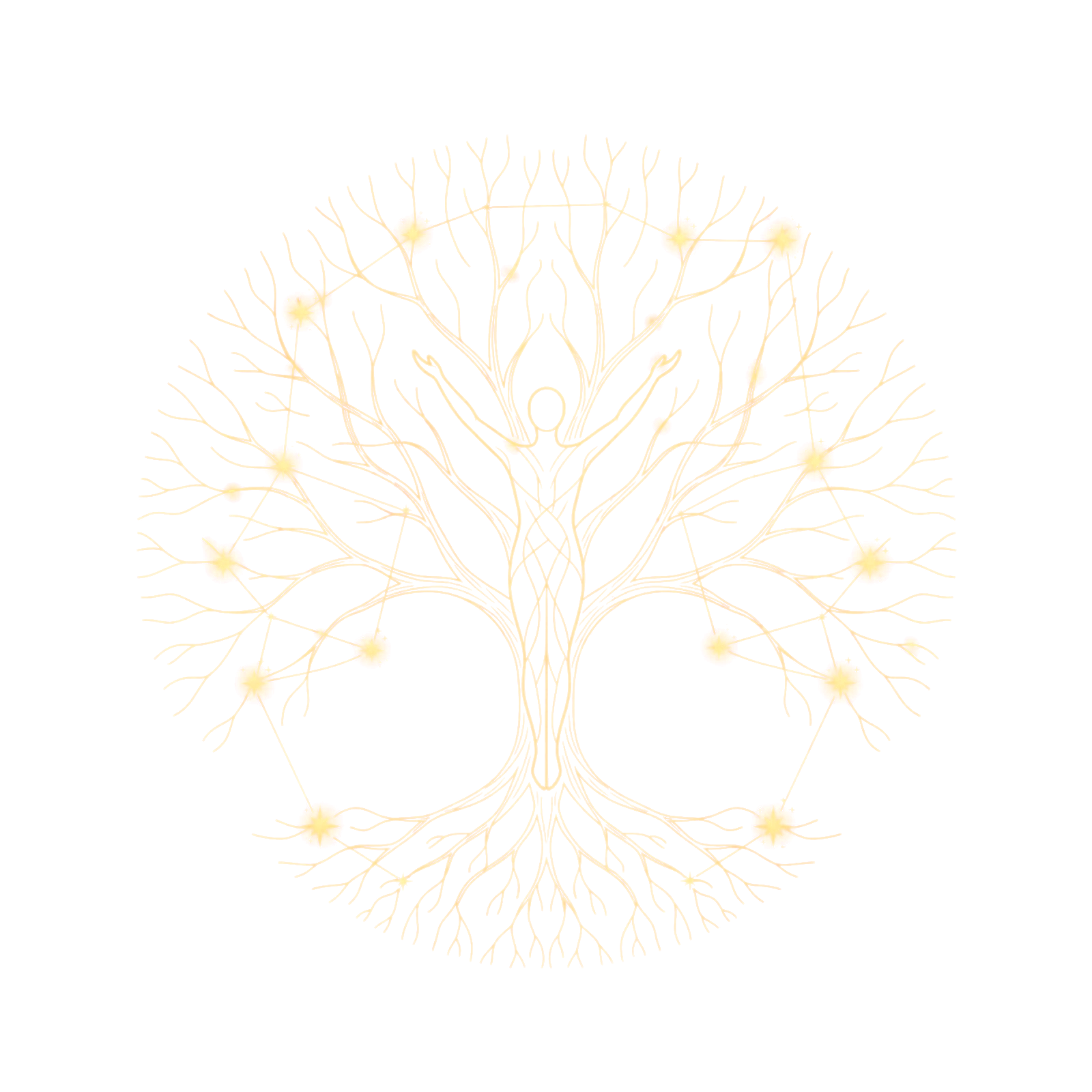 You-Nique official logo — a gold tree of life with a human figure and eight constellation stars